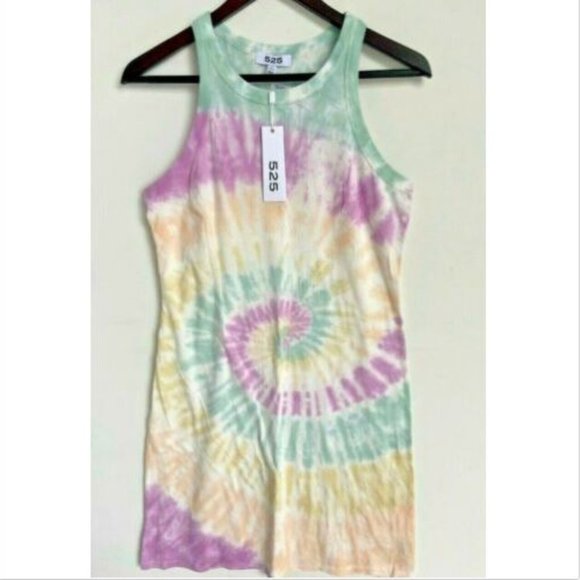 525 America Tie Dye Racerback Tie Dye Bleach Dress - Picture 1 of 1